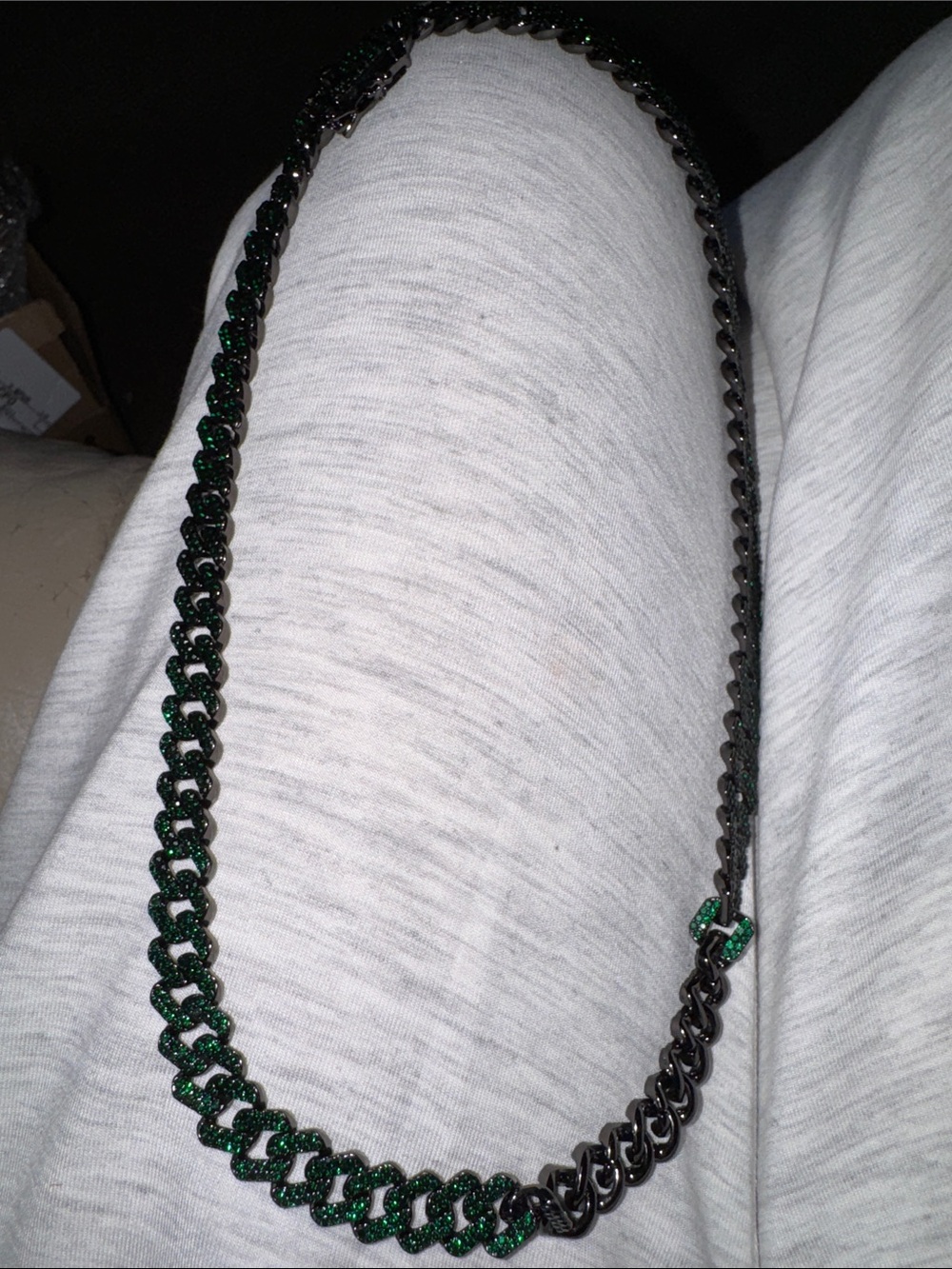 Green invicta Chain Link Necklace - men or Women Jewelry